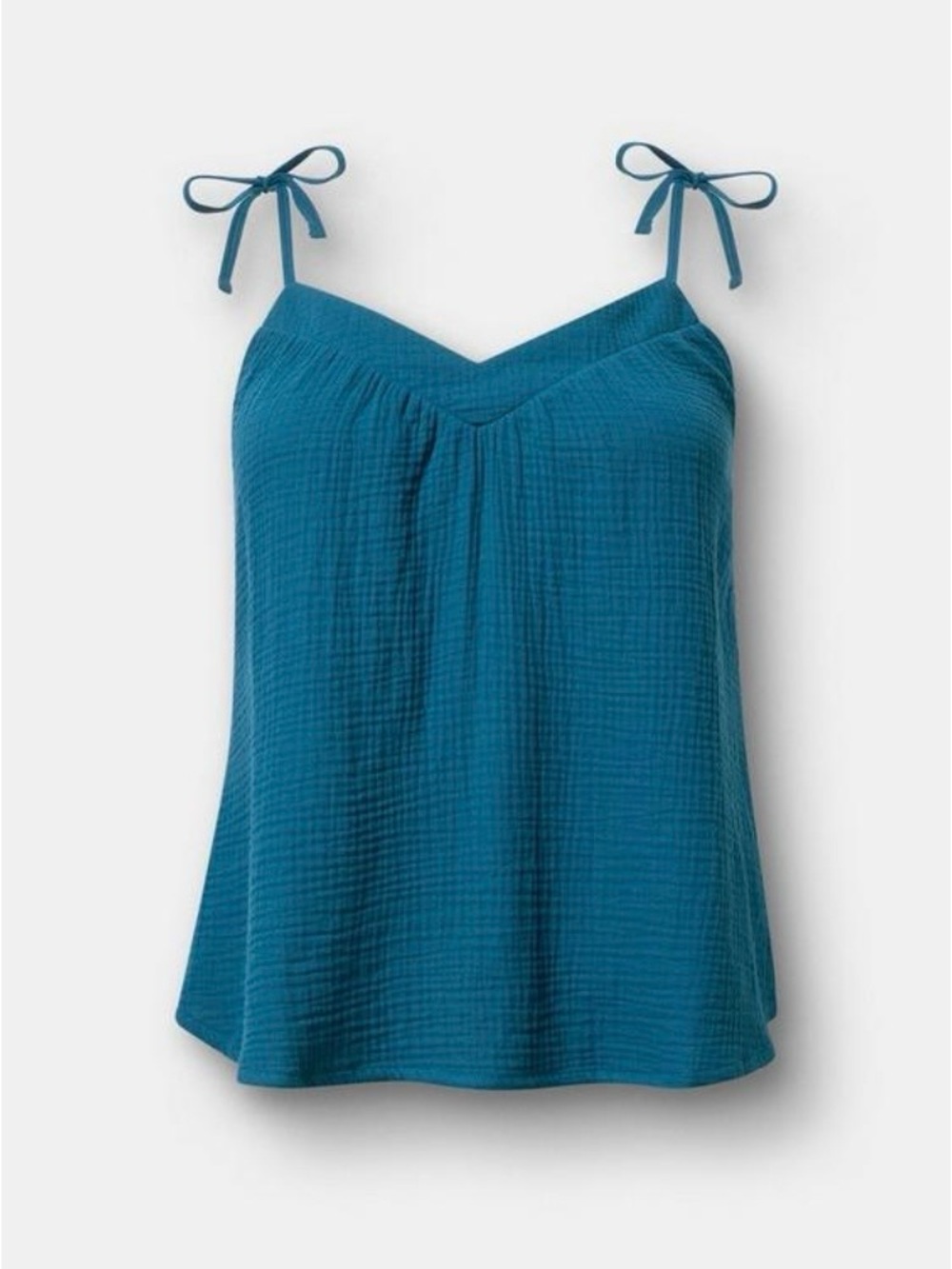 Torrid 100% Cotton Double Pucker Gauze Tie Strap Cami Size US 10 Legion Blue NWT